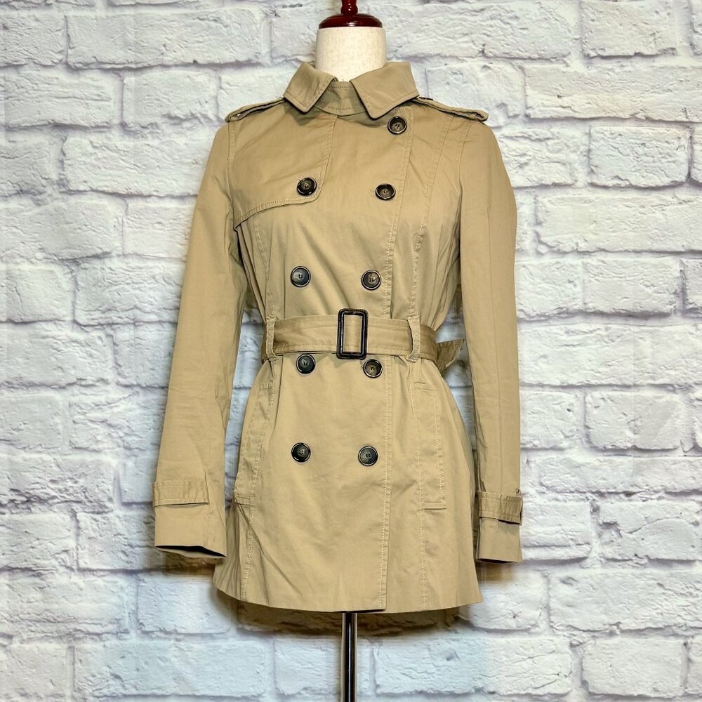 Zara Basic Khaki Double Breasted Cotton Trench Co… - image 1